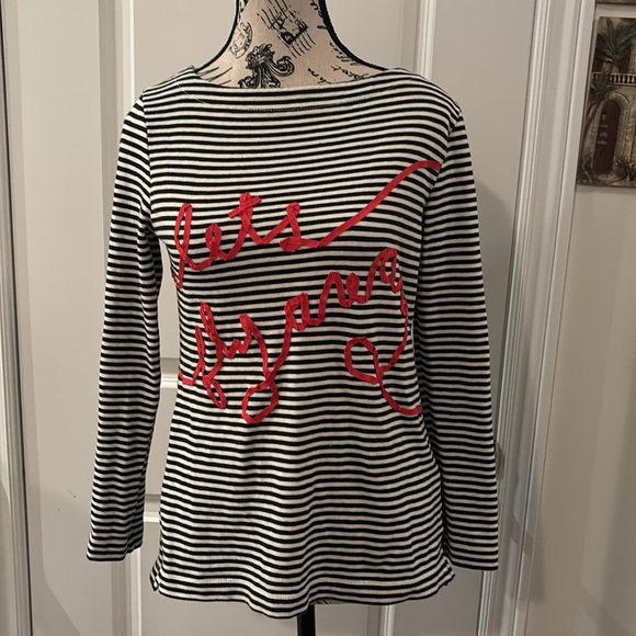 Kate Spade Women Blouse Shirt Cotton Striped Black White - Picture 2 of 6